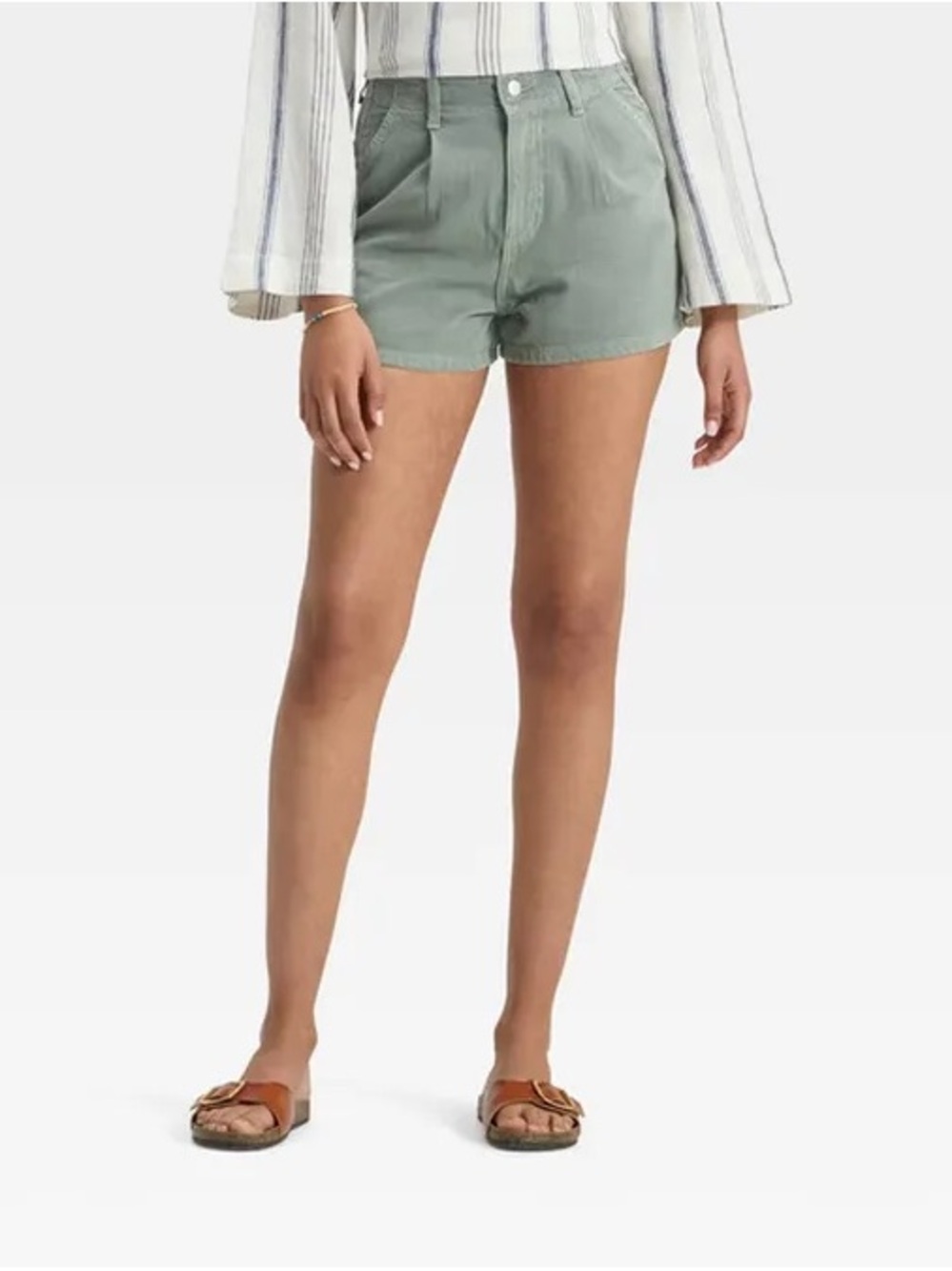 Universal Thread Sage Green High-Waist Cotton Shorts